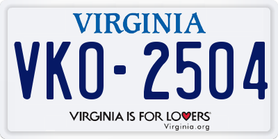 VA license plate VKO2504