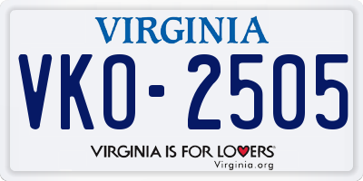 VA license plate VKO2505