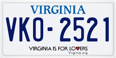 VA license plate VKO2521
