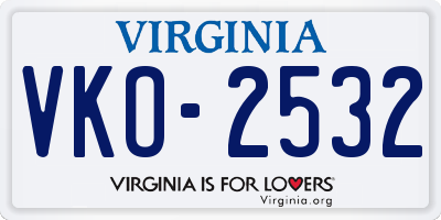VA license plate VKO2532