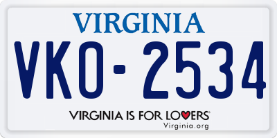 VA license plate VKO2534