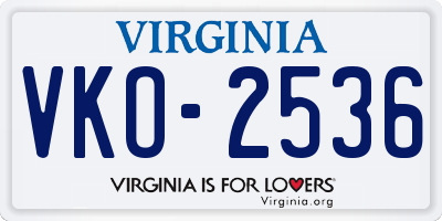 VA license plate VKO2536