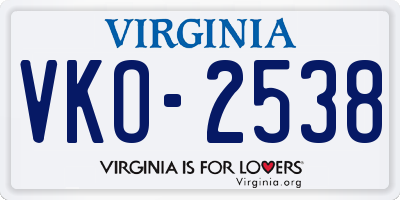 VA license plate VKO2538