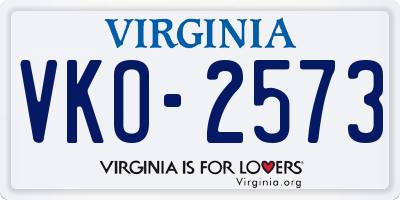 VA license plate VKO2573