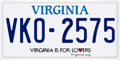 VA license plate VKO2575