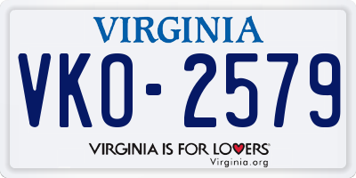 VA license plate VKO2579