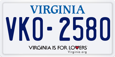 VA license plate VKO2580