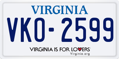 VA license plate VKO2599
