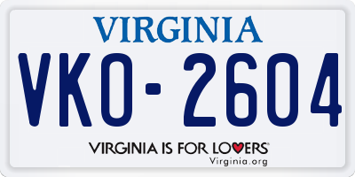 VA license plate VKO2604