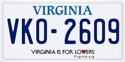 VA license plate VKO2609