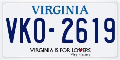 VA license plate VKO2619
