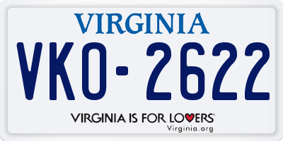 VA license plate VKO2622