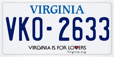 VA license plate VKO2633