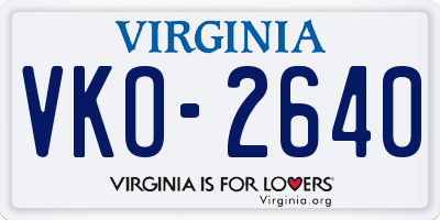 VA license plate VKO2640
