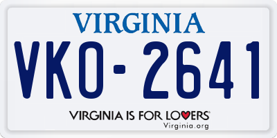 VA license plate VKO2641