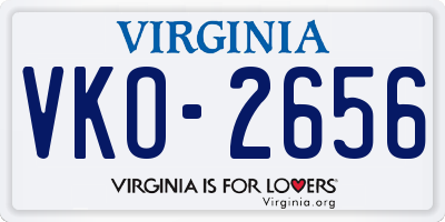 VA license plate VKO2656
