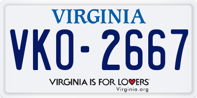 VA license plate VKO2667
