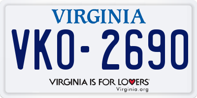 VA license plate VKO2690