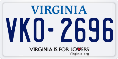 VA license plate VKO2696