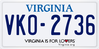 VA license plate VKO2736