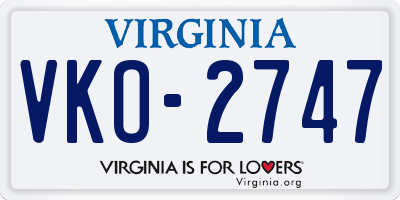 VA license plate VKO2747