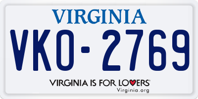 VA license plate VKO2769