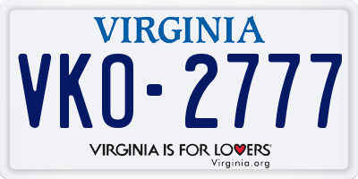 VA license plate VKO2777