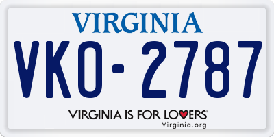 VA license plate VKO2787