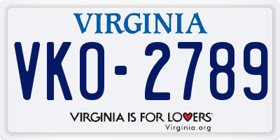 VA license plate VKO2789