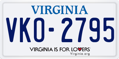 VA license plate VKO2795