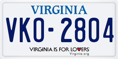 VA license plate VKO2804