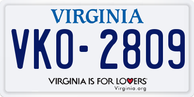 VA license plate VKO2809