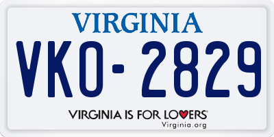 VA license plate VKO2829
