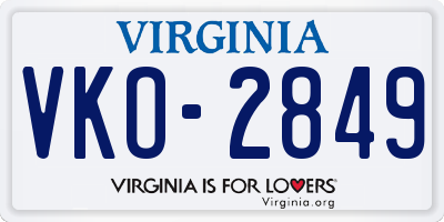 VA license plate VKO2849