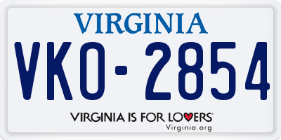 VA license plate VKO2854