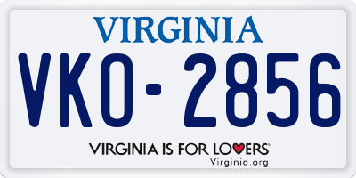 VA license plate VKO2856