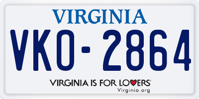 VA license plate VKO2864