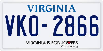 VA license plate VKO2866