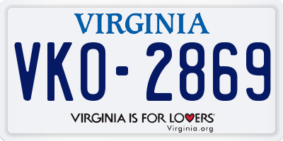 VA license plate VKO2869