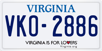 VA license plate VKO2886