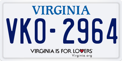 VA license plate VKO2964