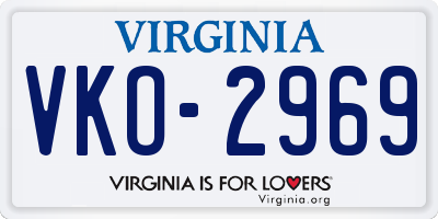 VA license plate VKO2969