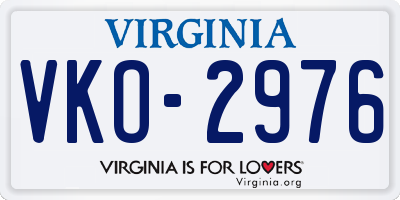 VA license plate VKO2976