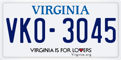 VA license plate VKO3045