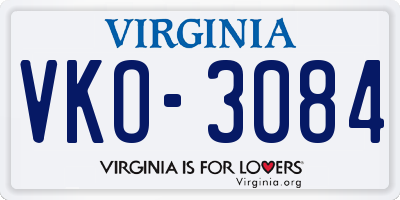 VA license plate VKO3084