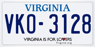 VA license plate VKO3128