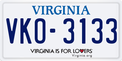 VA license plate VKO3133