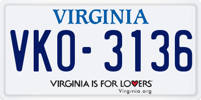 VA license plate VKO3136