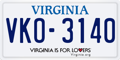 VA license plate VKO3140