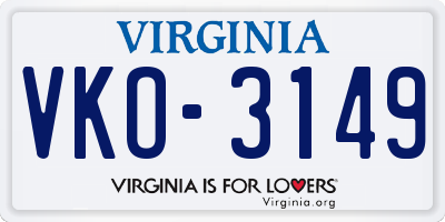 VA license plate VKO3149